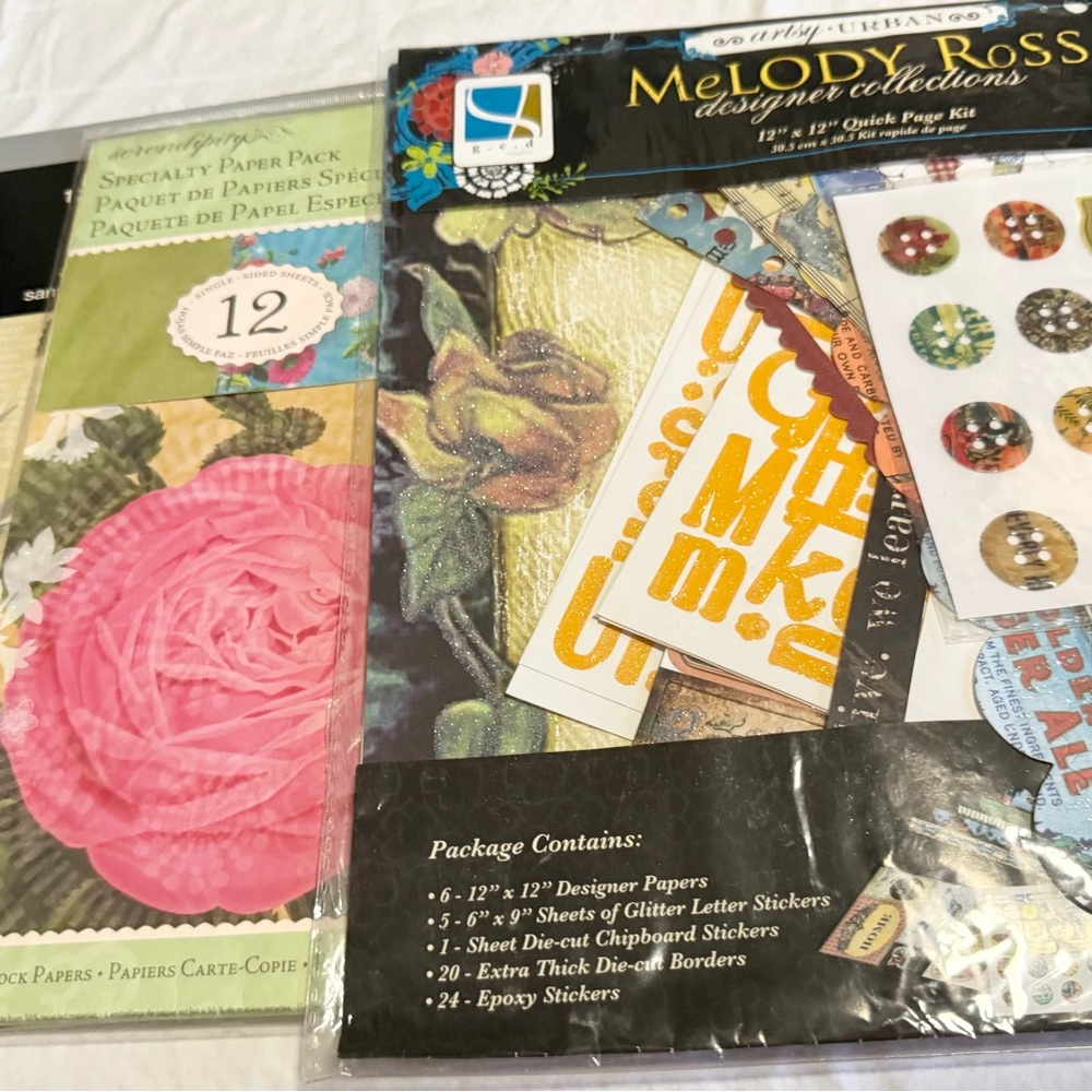 3 Designer Paper Pack - Multicolor floral 12x12 scrapbook lot